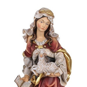 Statue of St. Agnes carved in wood from Valgardena and decorated by hand of Italian artisan production