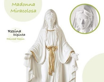 Statue of the Miraculous Madonna with medal, in hand-decorated resin, various sizes, Italian craftsmanship