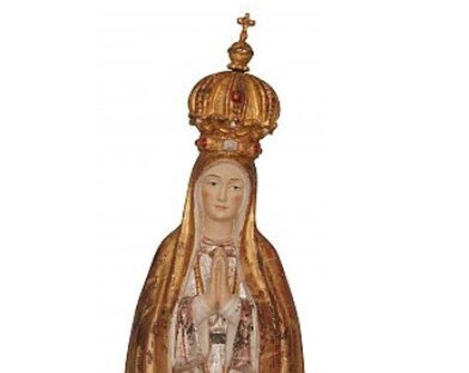 Statue of Our Lady of Fatima with crown carved in Valgardena wood and decorated by hand, Italian artisan production, various sizes