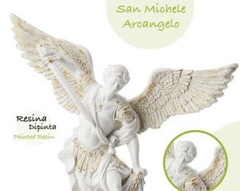 Statue of Saint Michael the Archangel, in hand-decorated resin, various sizes, Italian artisan production