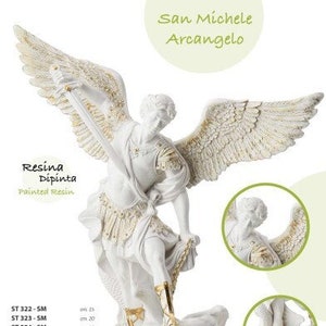 Estatua de San Miguel Arcángel, en resina decorada a mano, varios tamaños, producción artesanal italiana