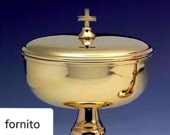 Liturgical pyx for Eucharistic celebration made of silver plated cm 20 (7,87 inches) of Italian artisan production