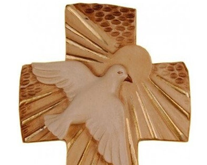 Cross of Peace crucifix, carved in Valgardena wood and decorated by hand, various sizes, of Italian artisan production