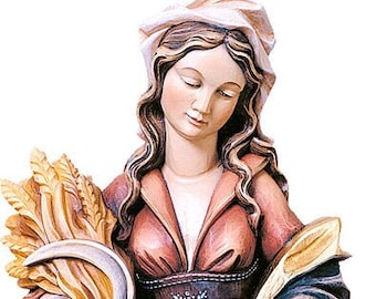 Statue of St. Notburga carved in wood from Valgardena and decorated by hand of Italian handicraft production