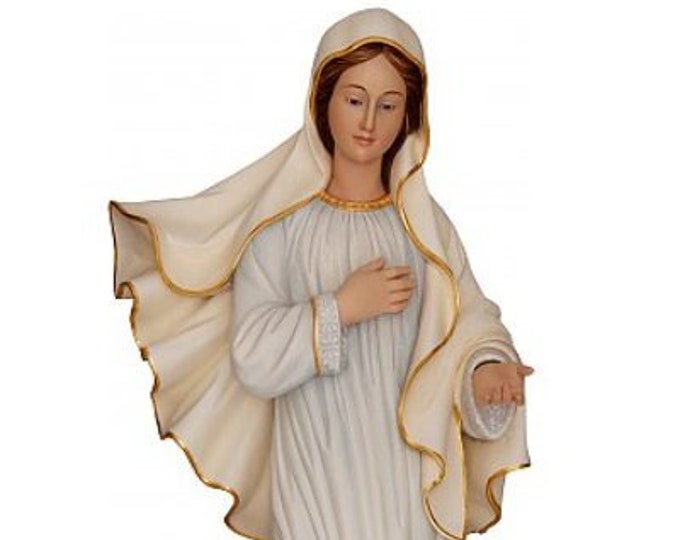 Madonna of Medjugorje Statue 120 cm (47.24 inches) carved in Valgardena wood and hand-decorated, Italian artisan production