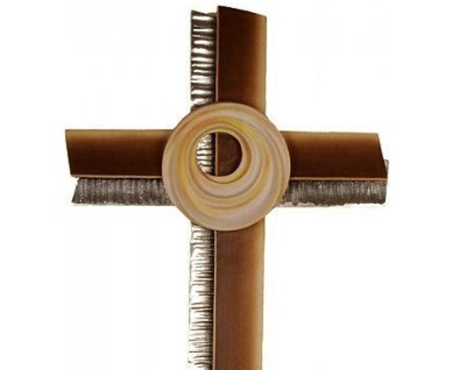 Crucifix cross of Creation, carved in Valgardena wood and decorated by hand, various sizes, of Italian artisan production