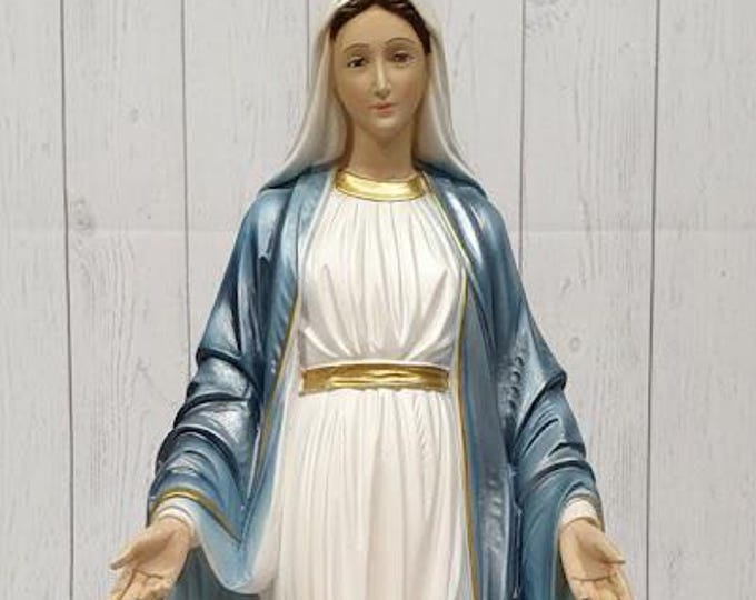 Miraculous Madonna statue 57 cm (22.44 inches) in marble resin with pearl decoration, handcrafted in Italy