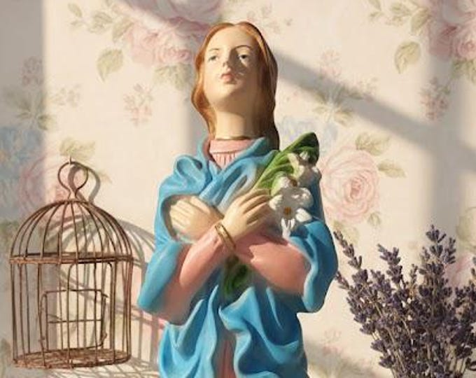 Statue of Saint Maria Goretti 30 cm (11.81 inches) in marble resin full decorated by hand, Italian artisan production