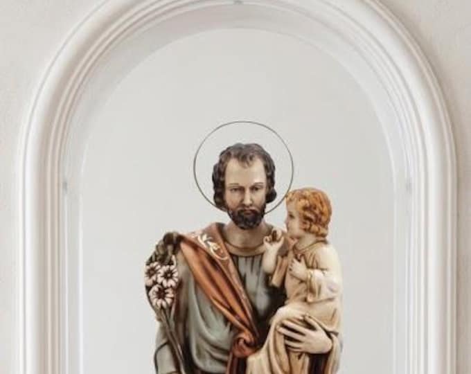 Statue of Saint Joseph 60 cm (23.62 inches) in hand-decorated resin, artisanal production for indoors and outdoors