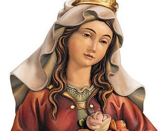 Hanging sculpture of Saint Elizabeth carved in Valgardena wood, hand decorated, Italian artisan production