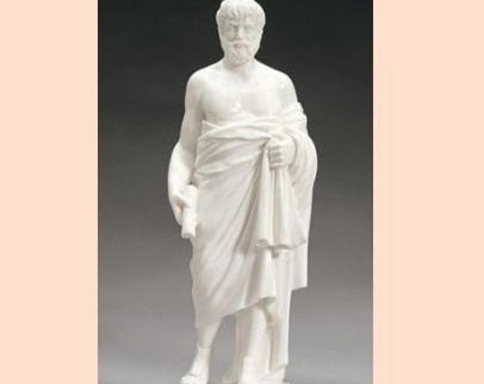 Classical sculpture Zenone, cm 30 (11.81 inches) in alabaster powder, marble base, handcrafted, made in Italy