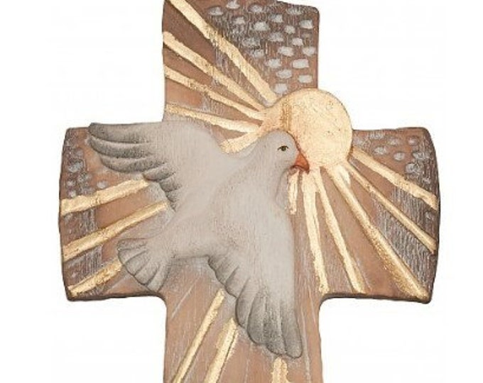 Cross of Peace crucifix, carved in Valgardena wood and decorated by hand, various sizes, of Italian artisan production
