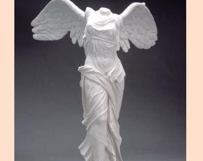 Classic sculpture "Winged Victory", cm 65 (25.59 inches) in alabaster powder, marble base, handcrafted, made in Italy