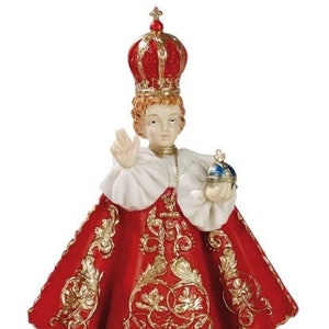Statue of the Infant Jesus of Prague cm 18 (7,08 inches) in unbreakable PVC hand-decorated of Italian handcrafted production