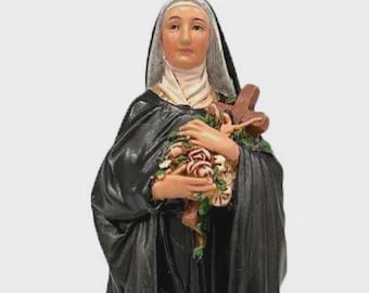 Statue of Saint Rita of Cascia 15 cm (5.91 inches) in Valgardena wood paste, hand decorated, Italian artisan production