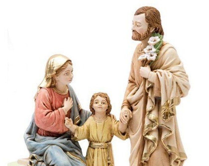 Statue of the Holy Family in hand-decorated resin, ideal for exteriors and interiors, various sizes available, Italian artisan production