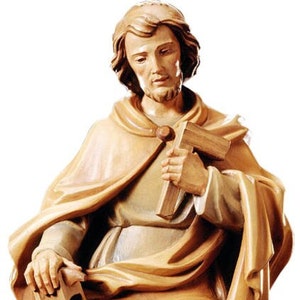 Sculptuur van St. Joseph reliëf om op te hangen gesneden in hout van valgardena en versierd met de hand van De Italiaanse ambachtelijke productie