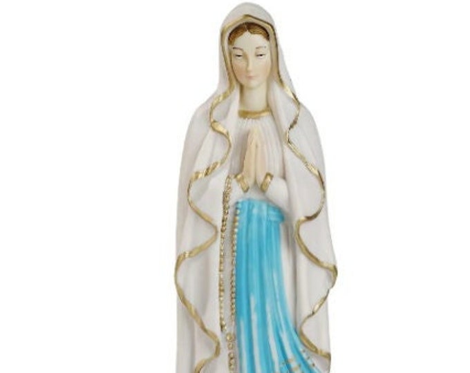 Statue of Our Lady lourdes cm 30 (11,81 inches) in UNBREAKABLE PVC decorated by hand, of Italian artisan production