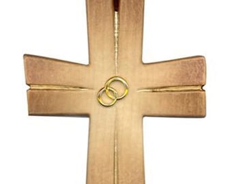 Wedding crucifix, carved in Valgardena wood and decorated by hand, various sizes, of Italian artisan production