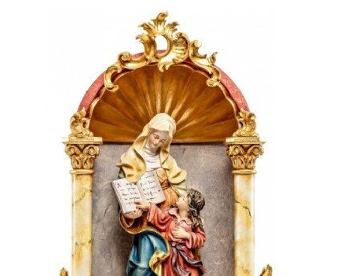Statue of Santa Anna, in a baroque home altar, carved in Italian-made Valgardena wood