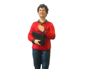 Statue of Blessed Carlo Acutis cm 28,5 (11,22) in resin marble decorated by hand of Italian artisan production