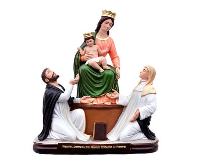Statue of the Madonna of Pompeii 50 cm (19.68 inches) in hand-decorated resin marble, Italian artisan production