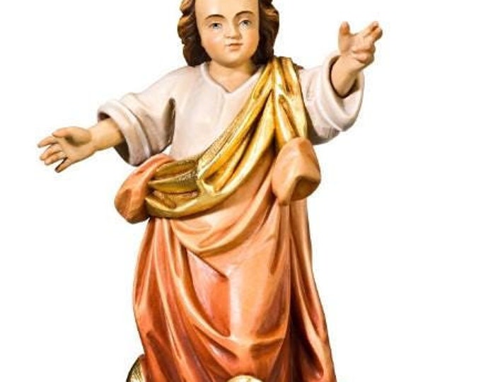 Statue sculpture of infant Jesus, carved in Valgardena wood and hand decorated, Italian artisan production, various sizes