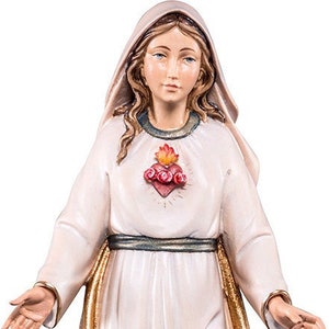 Statue of Our Lady of Sorrows Sacred Heart, carved in Valgardena wood and hand decorated, Italian artisan production
