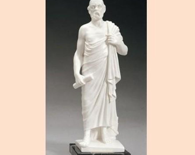 Classical sculpture Socrates, cm 31 (12.20 inches) in alabaster powder, marble base, handcrafted, made in Italy