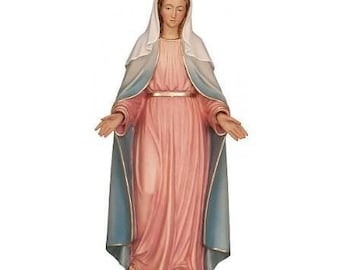 Statue of Our Lady of Grace Miraculous, carved in Valgardena wood, hand-decorated, Italian artisan production, various sizes