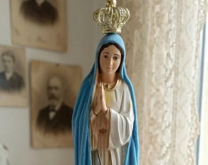 Statue of Our Lady of Fatima 48 cm (18.89 inches) barometric timepiece hand-decorated artisan production