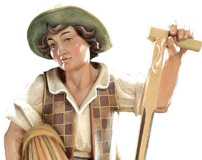 Statue of St. Isidore carved in wood from Valgardena and decorated by hand of Italian artisan production