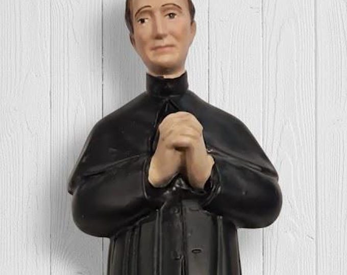 Statue of Saint John Bosco 30 cm (11.81 inches) in marble resin hand decorated, Italian artisan production