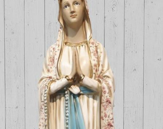 Statue of Our Lady of Lourdes 64 cm (25.19 inch) made of resin, hand decorated with a floral finish, artisanal production