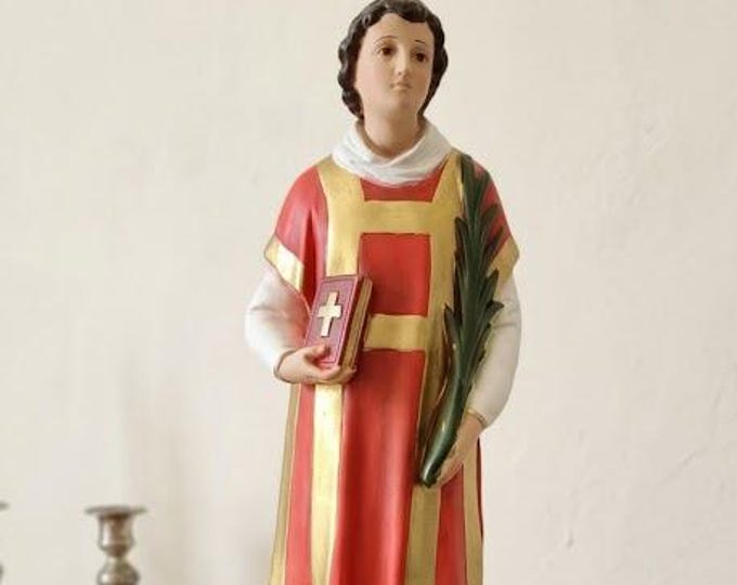 Statue of San Lorenzo 45 cm (17.71 inches) in hand-decorated marble resin, Italian artisan production
