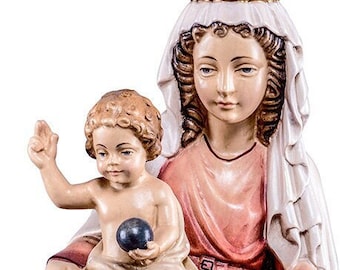 Statue of Our Lady of Prague carved in wood from Valgardena and hand-decorated with Italian handicraft production