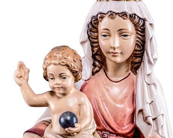 Statue of Our Lady of Prague carved in wood from Valgardena and hand-decorated with Italian handicraft production