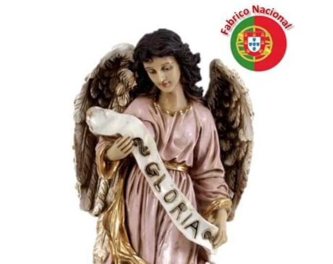 Statue of the Guardian Angel cm 40 x 13 (15,74 x 5,11 inches) made of hand-decorated resin marble, handcrafted