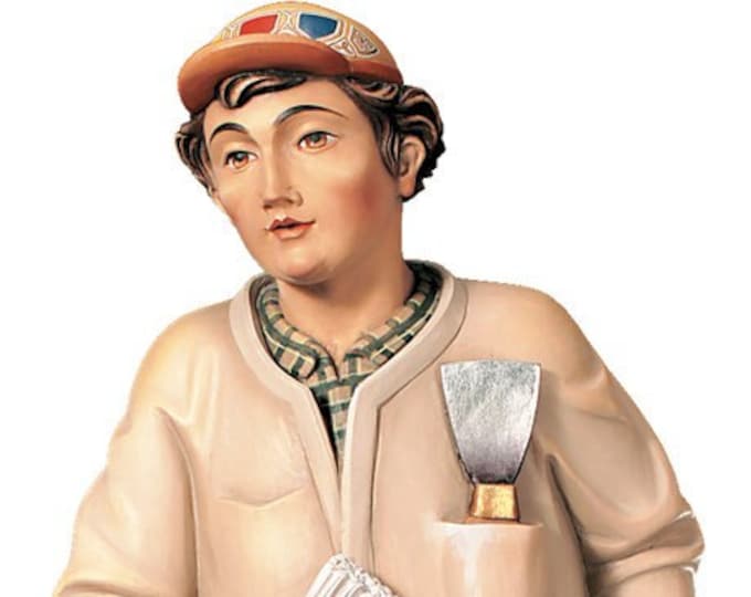 Sculpture of the Painter carved in wood of Valgardena and decorated by hand of Italian artisan production