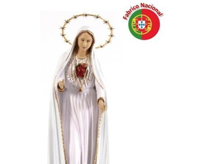 Statue of the Sacred Heart of Mary, cm 56 x 17 (22,04 x 6,69 inches) made of hand-decorated resin marble, handcrafted