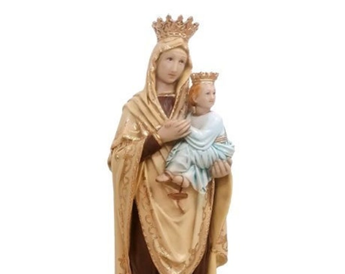 Statue of Our Lady of Mount Carmel, cm 50 x 14 (19,68 x 5,51 inches) made of resin marble, hand-decorated, handcrafted