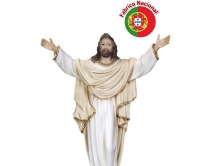 Statue of Jesus Christ Risen, 53 x 29 (20,86 x 11,41 inches) in hand-decorated resin marble of handcrafted production