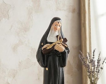 Statue of Saint Rita of Cascia 20 cm (7.87 inches) in marble resin full decorated by hand, Italian artisan production