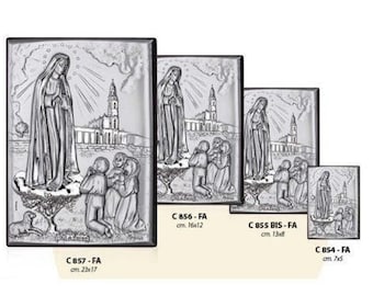 Wooden picture with silver plaque of Our Lady of Fatima, various sizes available, of Italian artisan production