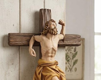 Statue of Saint Dismas, Dismas carved in Valgardena wood and hand-decorated, Italian artisan production