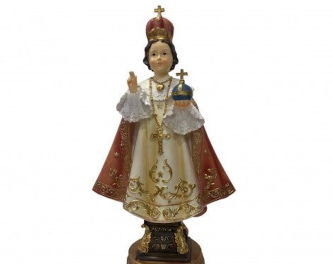 Statue of the Infant Jesus of Prague cm 31,5 (12,40 inches) in hand-decorated resin of handcrafted production