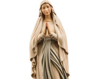 Statue of Our Lady of Lourdes carved in wood from Valgardena and decorated by hand of Italian craftsmanship