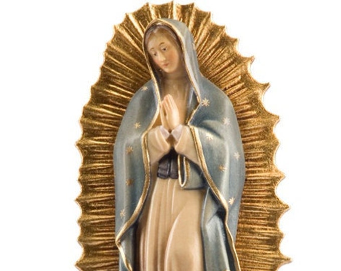 Statue of Our Lady of Guadalupe cm 12 (4,72 inches) carved in valgardena wood decorated by hand of Italian artisan production