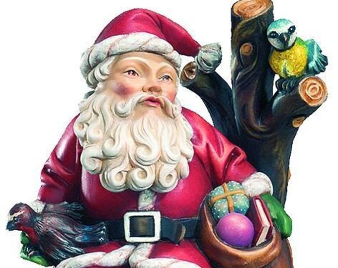 Sculpture of Santa Claus carved in wood from Valgardena and decorated by hand of Italian artisan production
