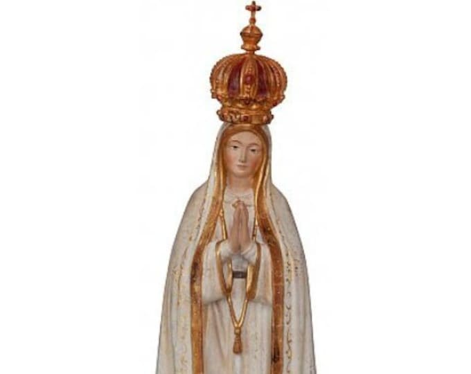 Statue of Our Lady of Fatima with crown carved in Valgardena wood and decorated by hand, Italian artisan production, various sizes